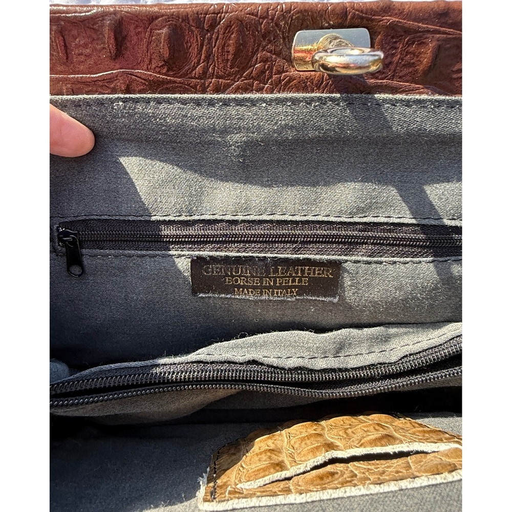 Borse in Pelle Italian Genuine Leather Croc-Embossed Bag Functional Lock‎ & Key - Picture 2 of 16